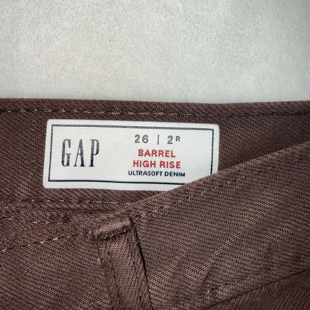 NWT Gap High Rise Crossover Barrel Jeans Size 26 Dark Brown Boho Hippie 90s